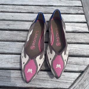 Rothy's Pink and Brown Color-Blocked Flats